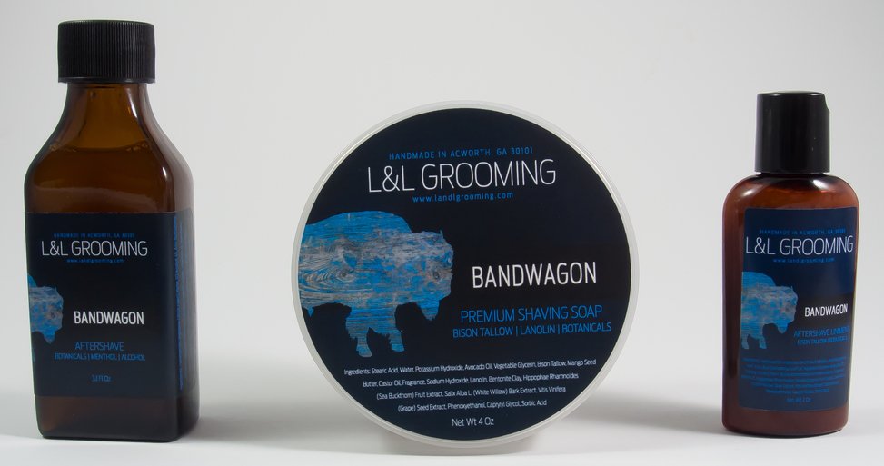 Have you hopped on the Bandwagon? Check out our take on the "Barbershop" scent in soap, alcohol splash, and liniment! #wetshaving