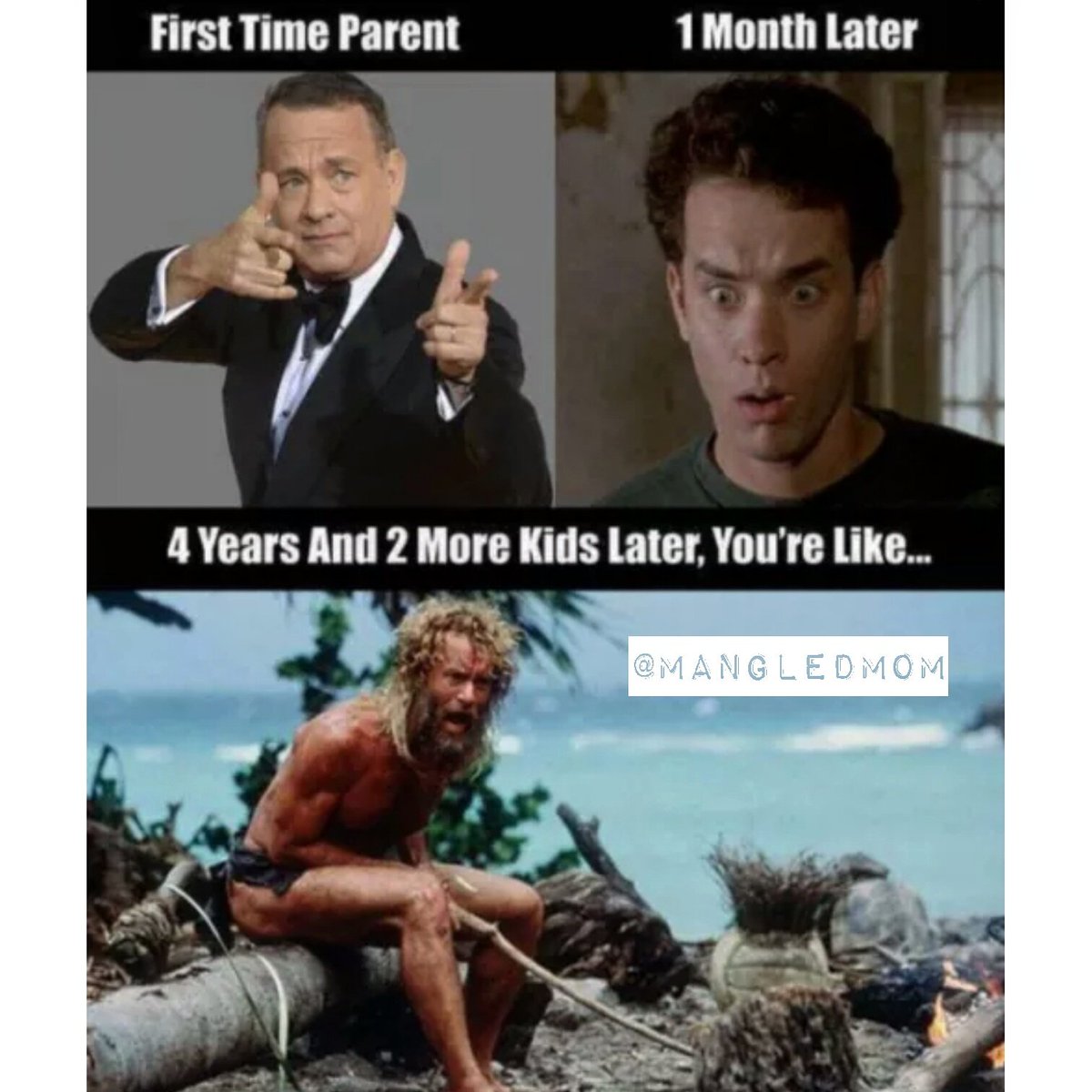 mangledmom's tweet image. Stages Of Parenthood
#igotthis  to #whathaveicreated  #momlife #momblogger  #tomhanks #wilson #sendhelp #sos  @tomhanks @afvofficial #iamtom