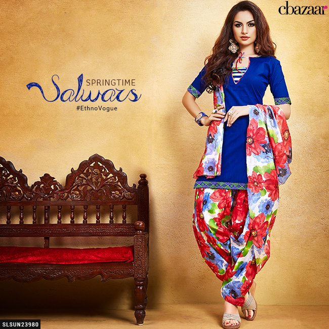 CbazaarFashion's tweet photo. This #Spring, look amazing in this #royalblue #salwarsuit with #floral motifs, #laceborder and sleeve cuffs #shop @ https://t.co/zkAKxOQdgZ https://t.co/QKnZb5R31d
