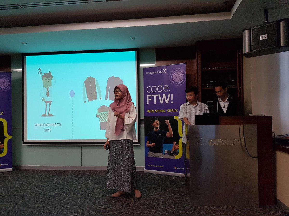 MSPIndonesia's tweet photo. Team 6 FRIYO. dengan project Fashionsense Dari Institut Pertanian Bogor @ipbofficial #imaginecup #imaginecupindonesia #imagineID https://t.co/pVzqVidshl