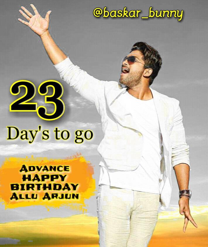 More 23 day\s to go...  b\day Advance \"Happy Birthday\" 
Allu Arjun..  