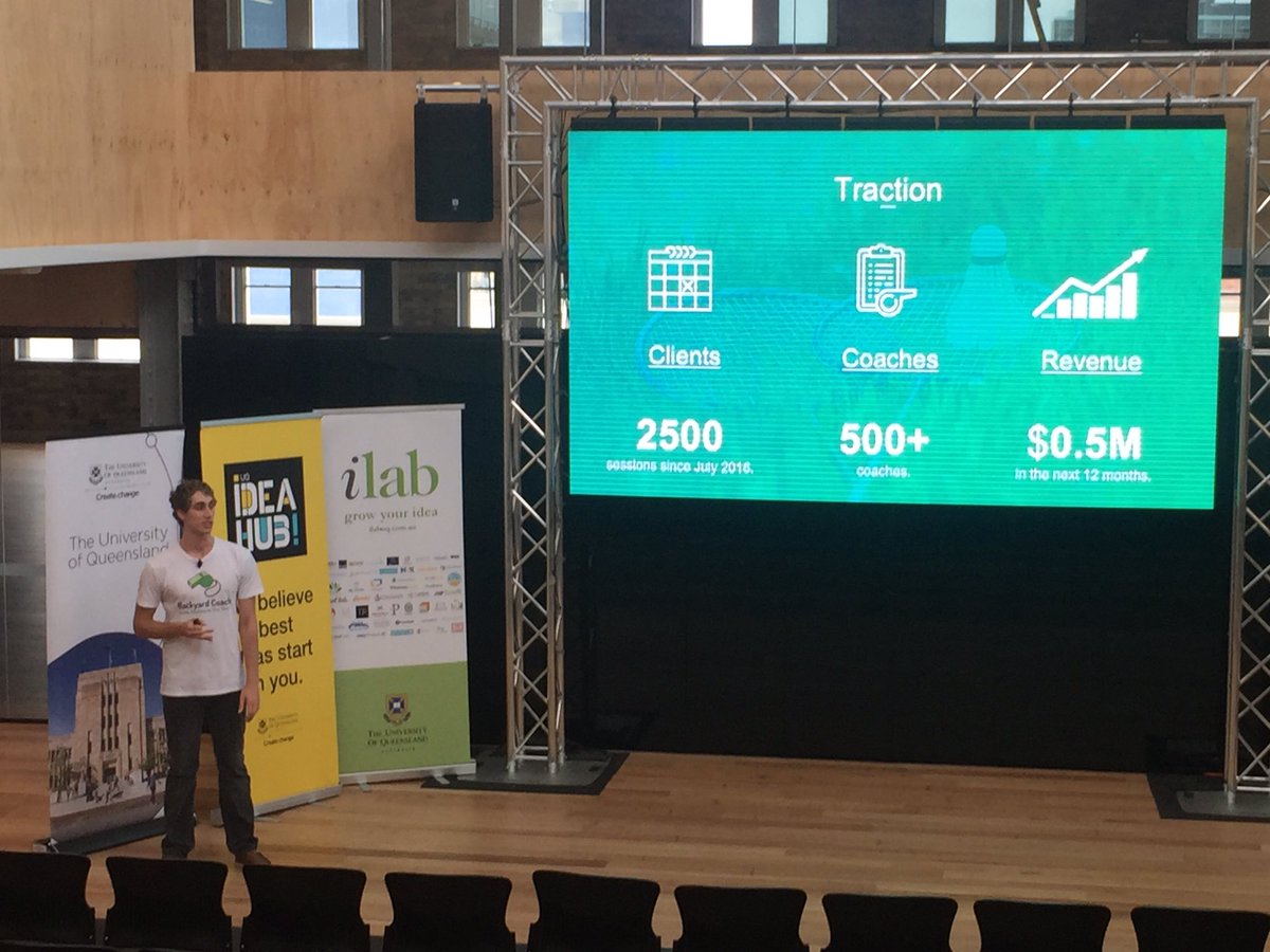 Accu_Spray's tweet photo. Ben from @backyard_coach nails pitch practice for @UQ_ilab #germinate9 pitch night at #StartupPrecinct #startupqld https://t.co/eCbxzU1xu4