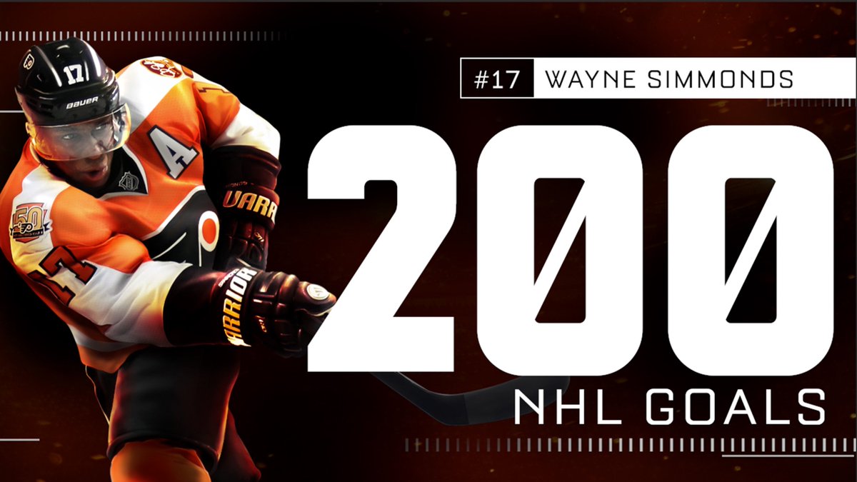 NHLFlyers's tweet photo. Congratulations to @Simmonds17 on his 200th NHL goal! 🎉 #PITvsPHI https://t.co/JfKCly6YNT