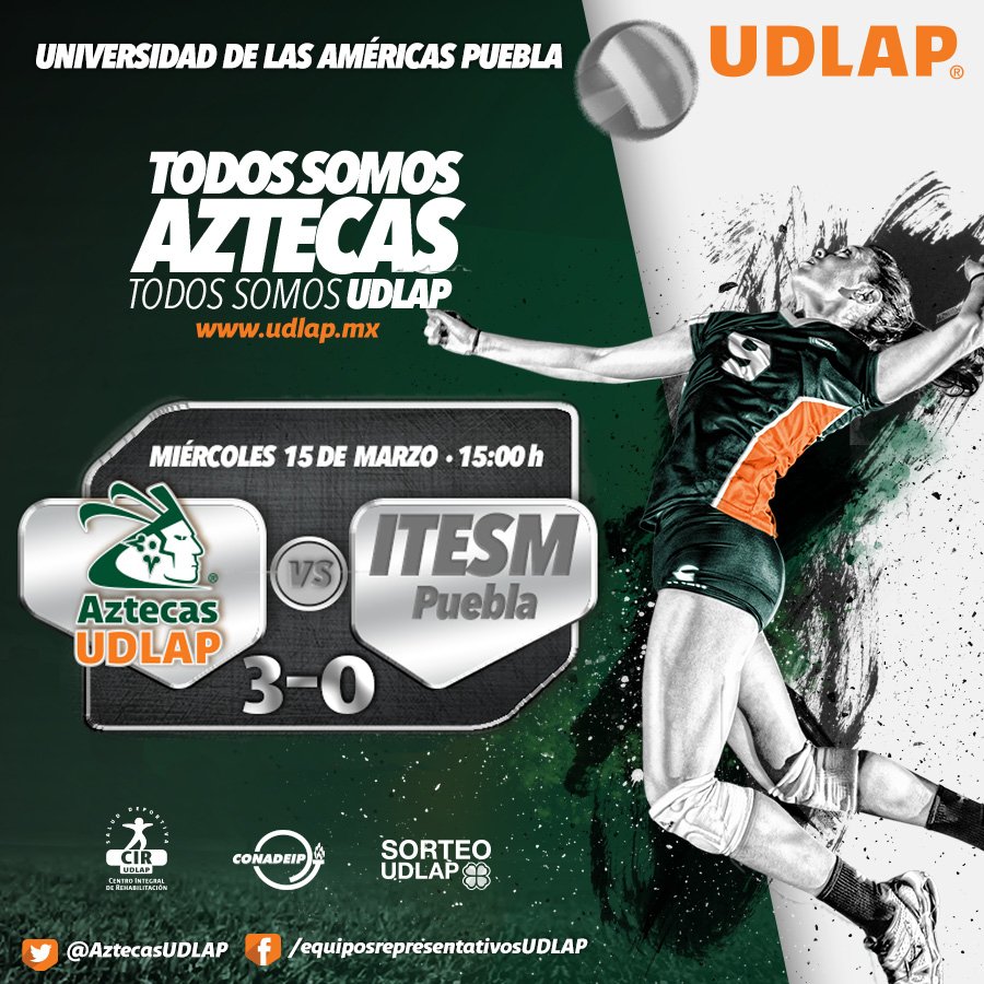 aztecasudlap's tweet photo. Las Aztecas de #voleibol 🙌🏼🏐🙌🏼 regresan con la victoria del @ITESM_Puebla venciendo 3-0 a Borreguitas en partido de @VoleiConadeip. https://t.co/etCanl7z6z