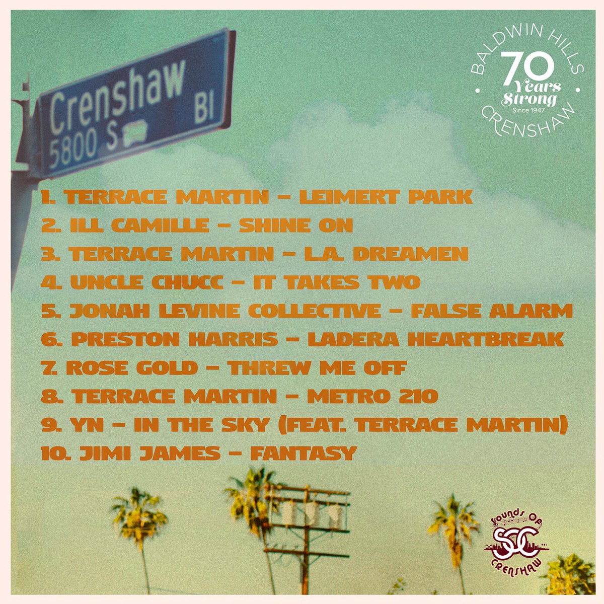 <a href="/SOC_Records/">Sounds of Crenshaw</a> <a href="/terracemartin/">Terrace Martin</a> <a href="/bhcplive/">Baldwin Hills Crenshaw</a> presents Crenshaw Dreams - celebrating BHC’s 70th Anni! Free stream ‘til 4/14! bit.ly/2mn8rc8