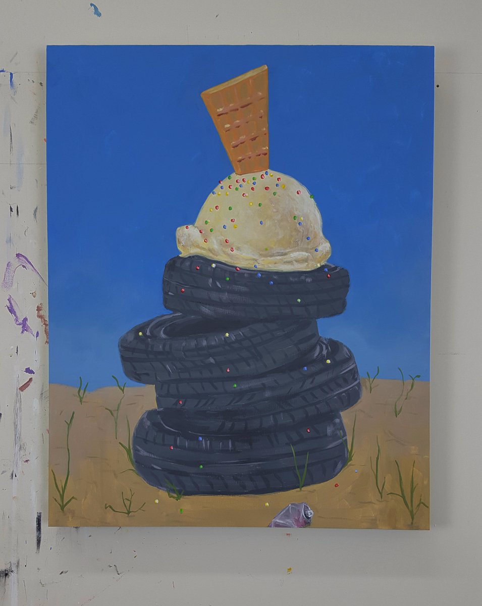 patrickjdonovan's tweet image. "Tire Sundae (Sweet Life)"   flashe on panel  30" x 24"