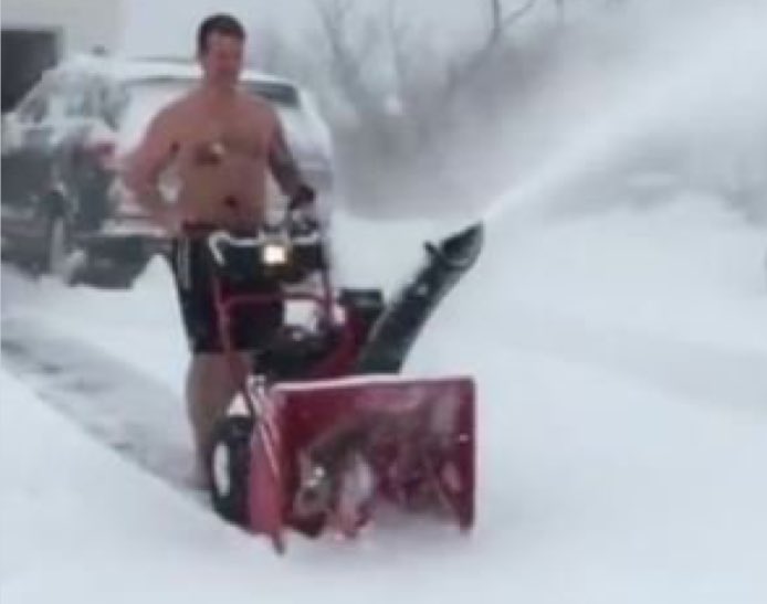 RochesterBS's tweet photo. Sox team dad Jeff Kistler spotted clearing off his driveway earlier today shirtless. https://t.co/dBlU5dLD0b