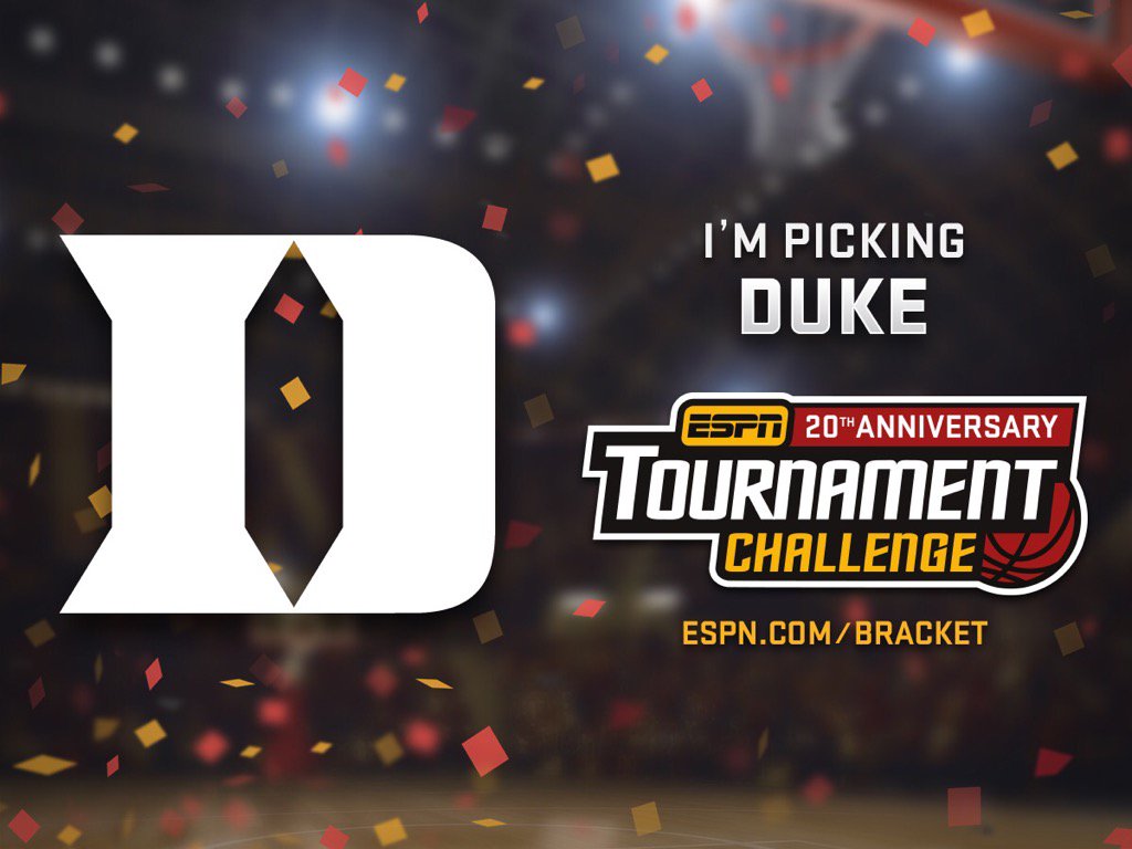 SM4Duke's tweet image. I picked Duke to win the National Championship. Who will you pick? #bracket games.espn.com/tournament-cha…