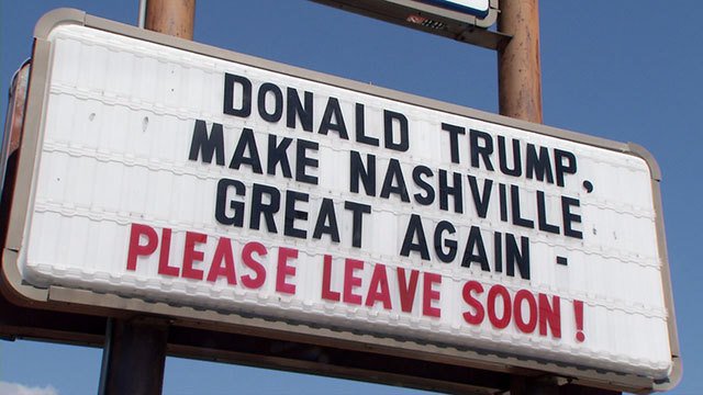 Not everyone welcomed #Trump to #Nashville/ #MusicCity tonight for his ugly little wannabe fascist rally.