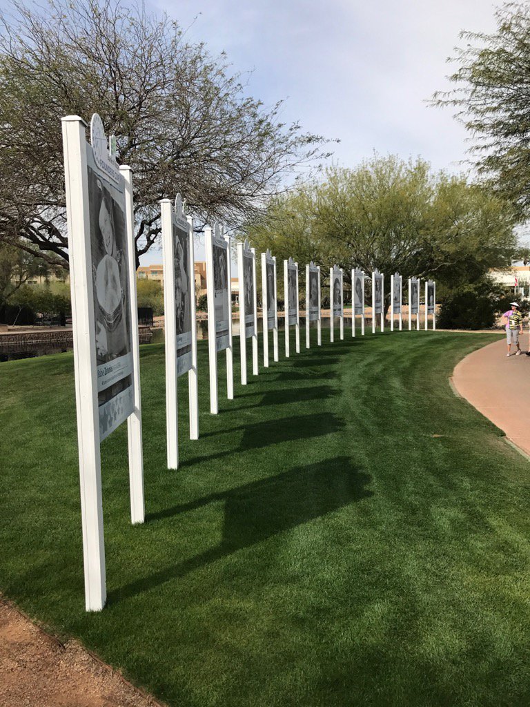 MarkLamport's tweet photo. Starting with Babe Zaharias, this row of banners at Wildfire Golf Club honors the 13 LPGA Founders. #lpgafounderscup https://t.co/MVyG7n2Gu6