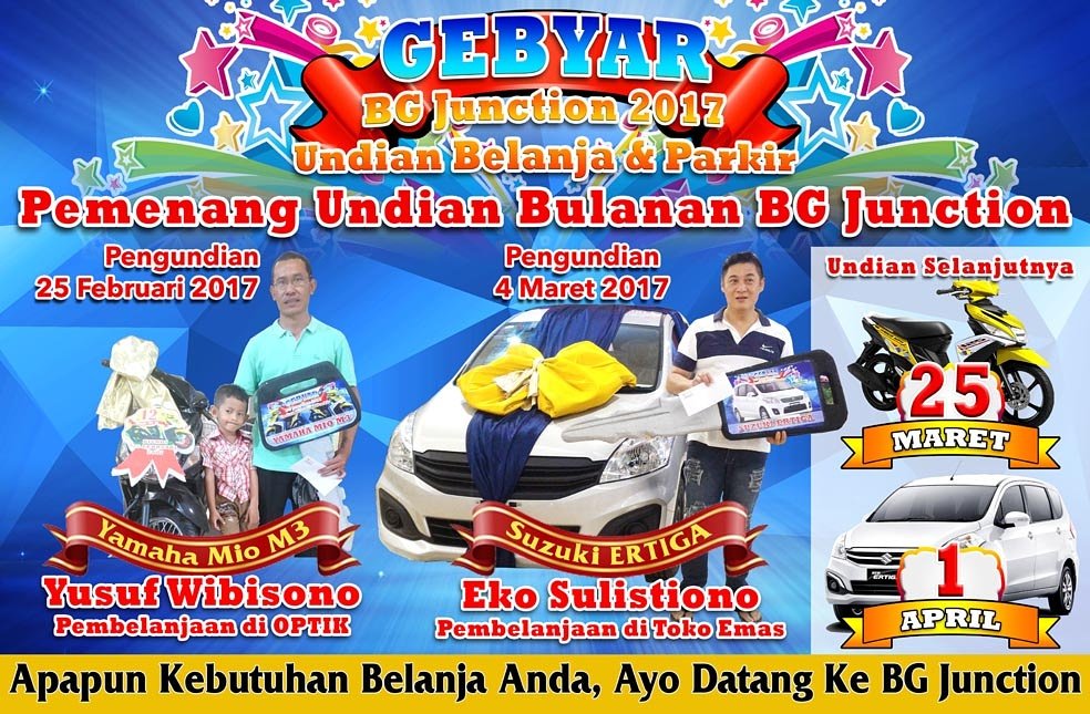 Selamat kepada para pemenang!! Terus tukarkan struk belanja&amp;karcis parkir dg kupon undian. #undianbgj2017