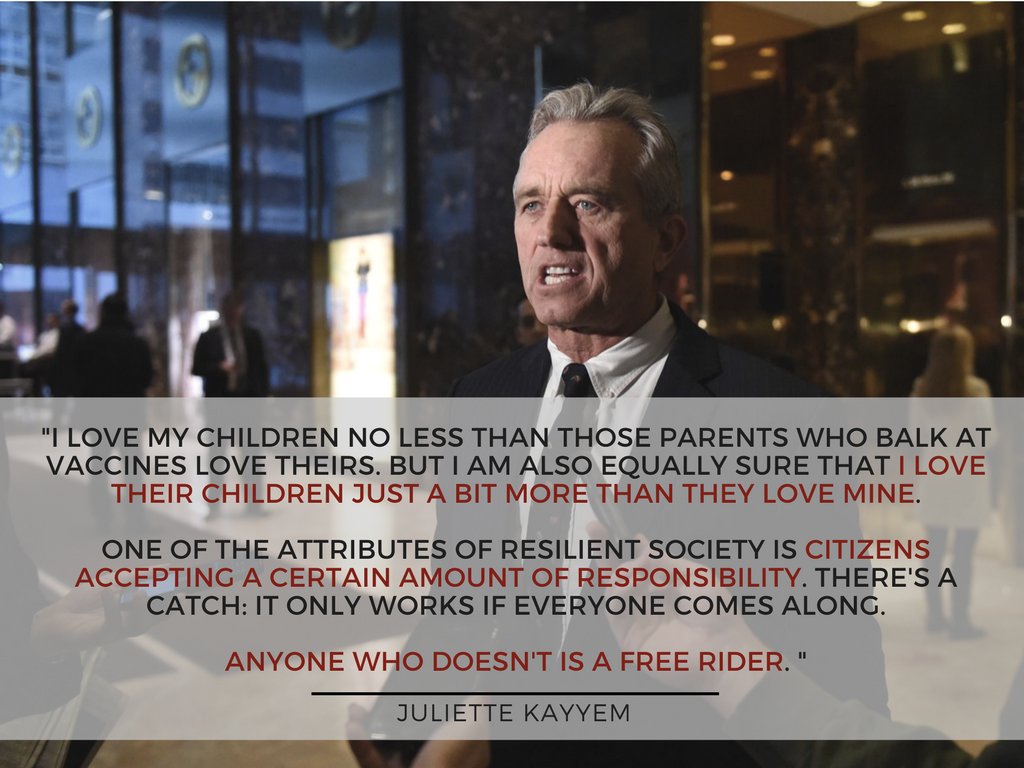 juliettekayyem's tweet image. I am unforgiving about the anti #vaccination movement. I think it is selfishness tied up in a "freedom" bow. In my book I don't mince words.
