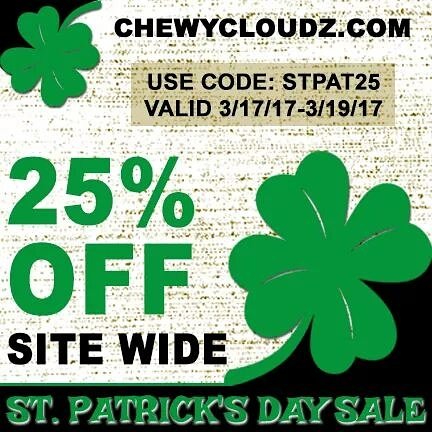 chewycloudz's tweet photo. Visit https://t.co/zRNQGbwTBp this weekend and use #couponcode STPAT25 for 25% off ypur purchase! #StPatricksDay #onlinesale #ecigs #vape https://t.co/41SKA3vSWx