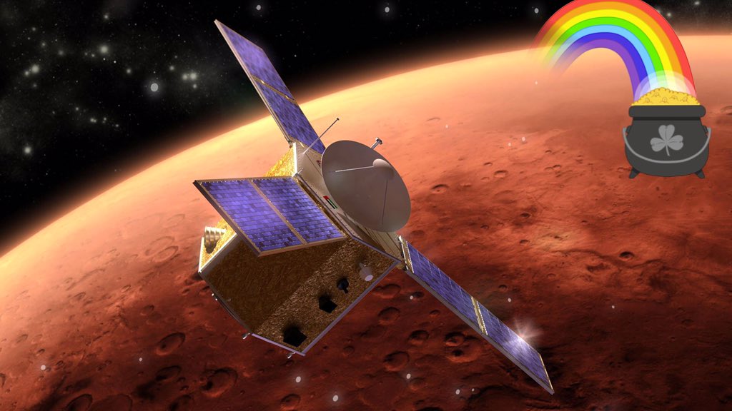FlatEarthMemes's tweet photo. BREAKING: @nasa satélite discovers rainbow and pot of gold on Mars. Photo evidence #donotquestion #lifeonmars #asknasa 😂 https://t.co/BhcTmIyAsu
