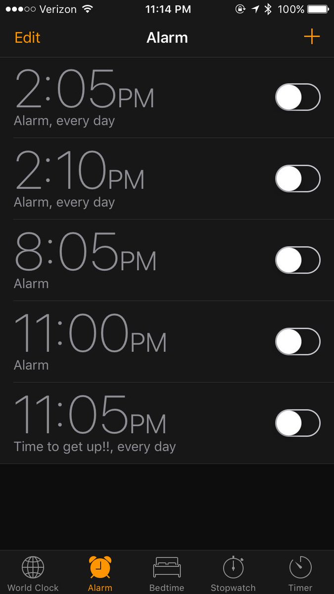 ShelbyHisel's tweet photo. Tonight I get to erase these ridiculous alarm times as it's my last morning shift. Next week the transition begins! #hellodaylight https://t.co/Bqvh6Kh2SM