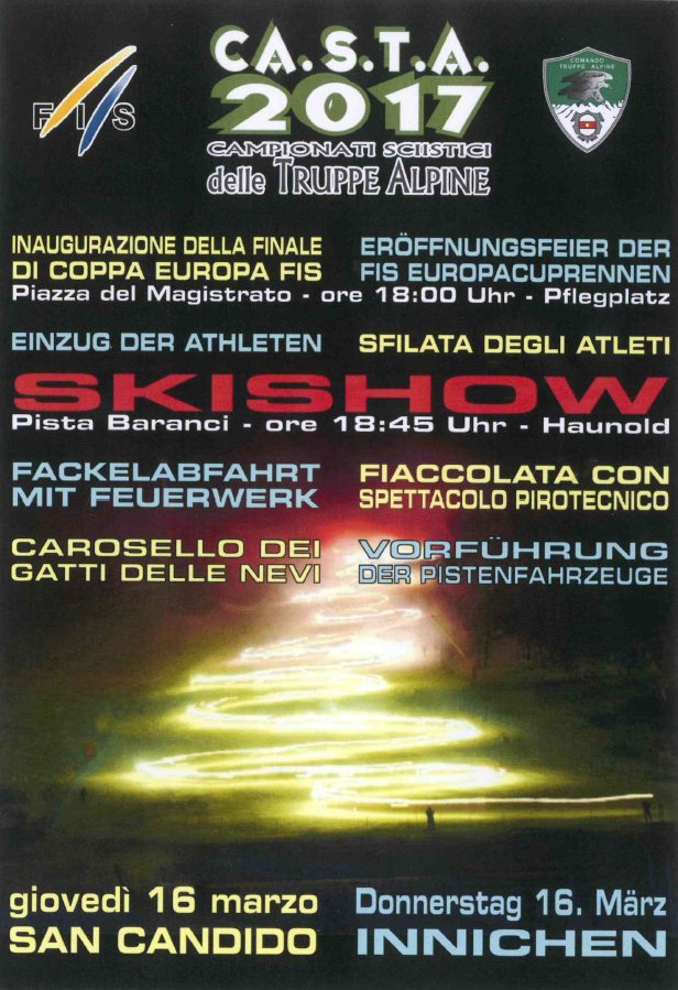 Heute 18:00 Uhr am Pflegplatz von Innichen: Eröffnungsfeier der FIS Europacuprennen! Anschließend Skishow und Fackelabfahrt am Haunold! 🎿🔥🎊