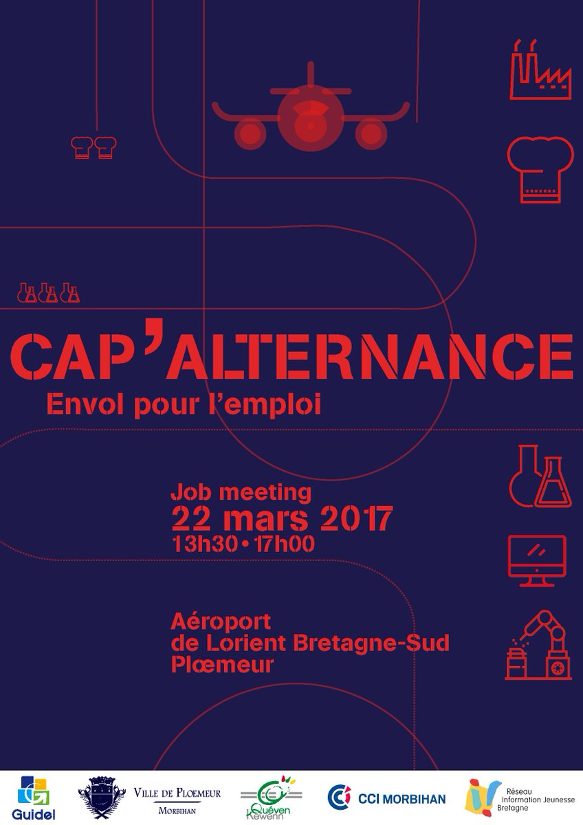 RDV Cap'Alternance Mercredi 22 Mars à partir de 13h30, Aéroport Bretagne Sud de Lorient #alternance #apprentissage #emploi #bretagne #jeunes