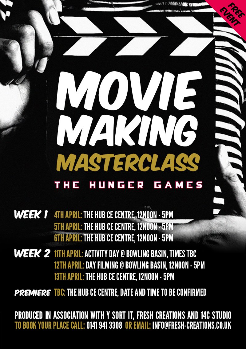 14cStudio's tweet photo. Project No.4 with the young people of #WestDunbartonshire 'May the odds be ever in your favour' #YouthFilmmaking #Clydebank #EasterClub https://t.co/VJcCq2TIi9