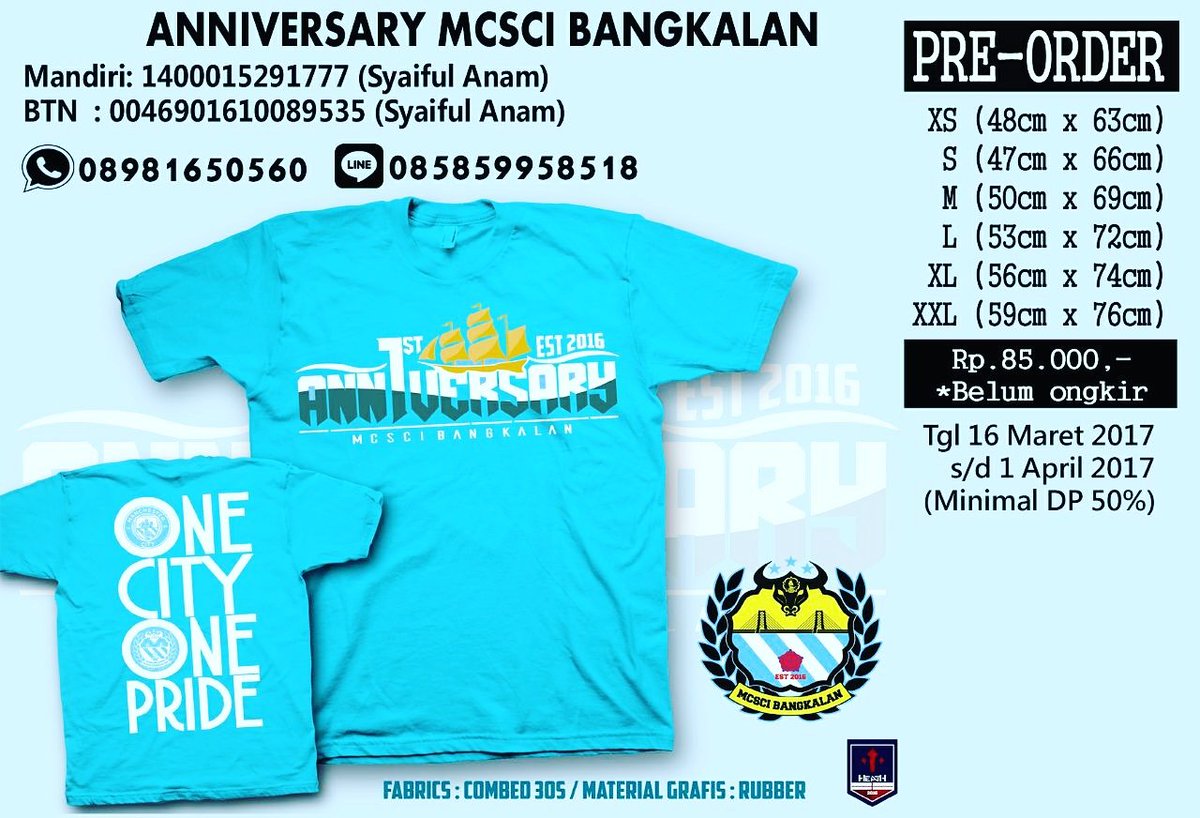 Pre Order.. T-Shirt Anniversary ke 1 MCSCI chapter Bangkalan madura..
monggo di P.O T-Shirt nya :)