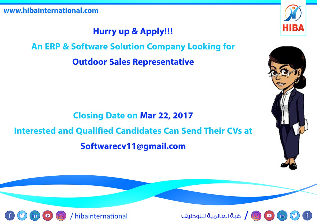 Hibainternation's tweet photo. #vacancy #OutdoorSalesRepresentitive #SoftwareSolutionCompany
#Hibainternational | #ูุจุฉ_ููุชูุธูู https://t.co/dBcJlfVCBq