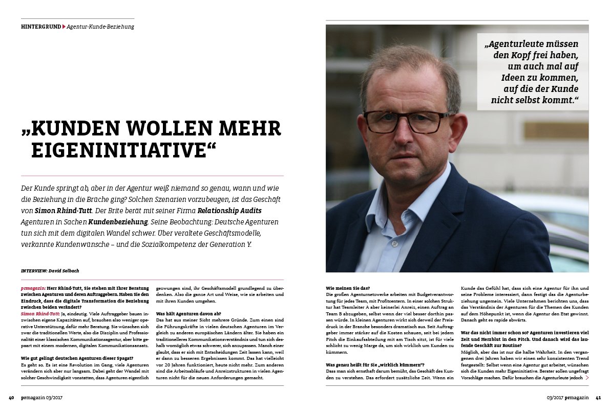 pr_magazin's tweet photo. Blick ins Heft: „Kunden wollen mehr Eigeninitiative“. Ein Interview mit dem Londoner Agenturberater @SimonRTutt. https://t.co/WdUiQHTrAt https://t.co/uITZsBSEH7