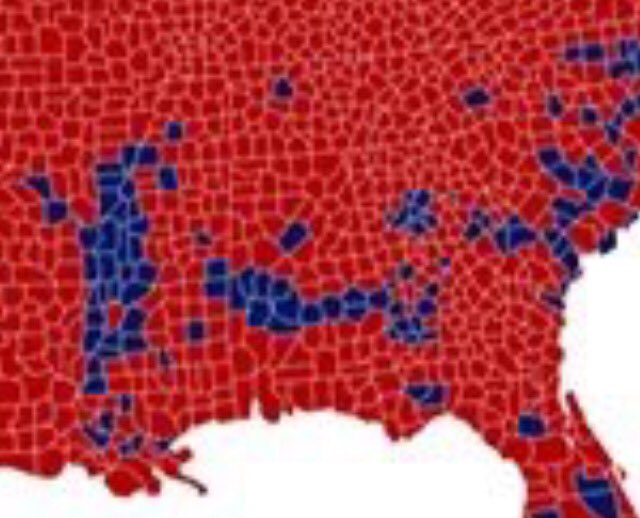 SoDaemmGood's tweet image. today in geographic manifestations of public policy: the Voting Rights Act as seen in Election 2016 #TheRealSouth