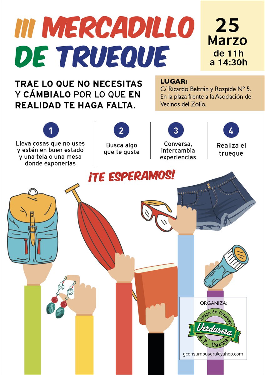 Mercadillo de trueque en Usera, el 25 de marzo!!!, trae lo que no te sirva y cámbialo por lo que sí
