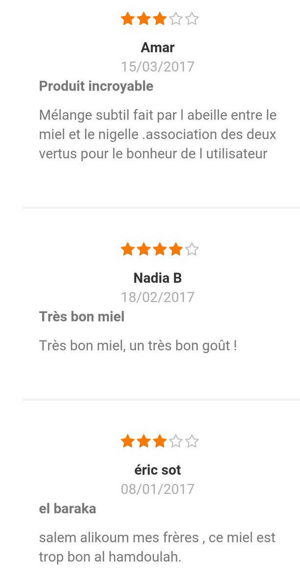 ImtenanFr's tweet photo. Nos clients donnes leurs avis sur le miel de nigelle. Merci pour votre confiance.
https://t.co/zcVZp8f17E
# miel # nigelle #bio https://t.co/miNx9BzU2q