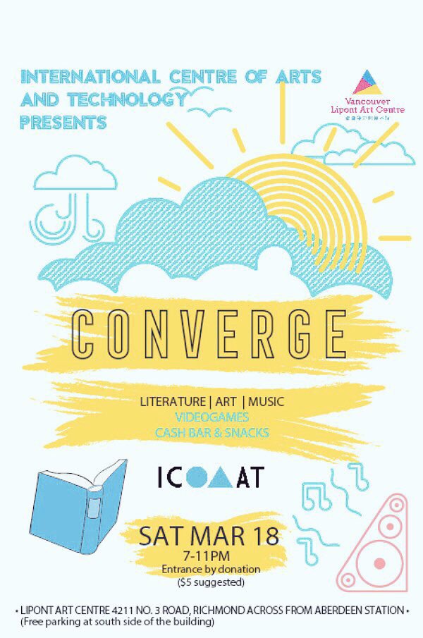 An fine evening of Literature, Art, Music and Videogames - Saturday, March 18th at Lipont Art Centre - 4211 No. 3 Road w/ <a href="/icoaat/">ICOAAT</a>