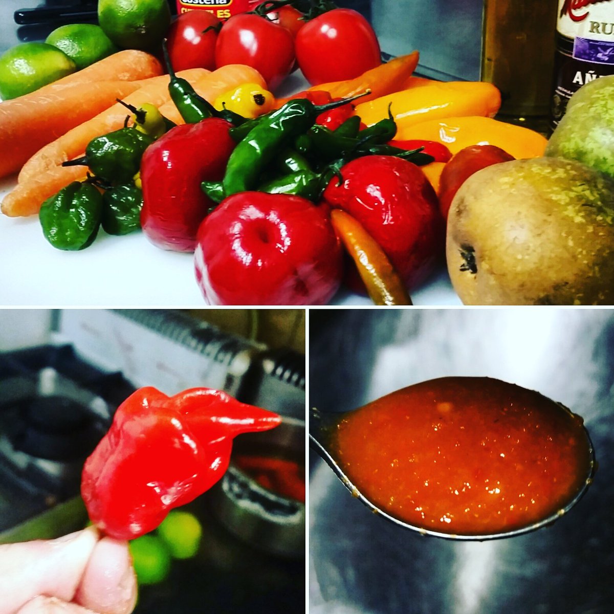 mispicantes's tweet photo. México meets Perú on fire. Colaborando con @burnoutburgers en blend de #rocoto #ajiamarillo #ajilimo #habanero #chipotle #serrano #hotsauce https://t.co/jtf2WfPM9I