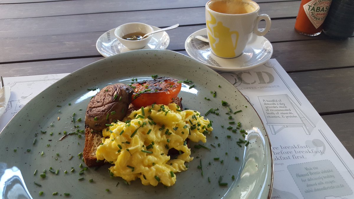 My breakfast with coffee for just R25. Love you <a href="/YumciousCafe/">Yumcious</a> . Eggs toast tomato and bacon. Best breakfast in <a href="/CapeTown/">ᑕᗩᑭE TOᗯᑎ</a> <a href="/JennyMorrisChef/">Jenny Morris®</a>