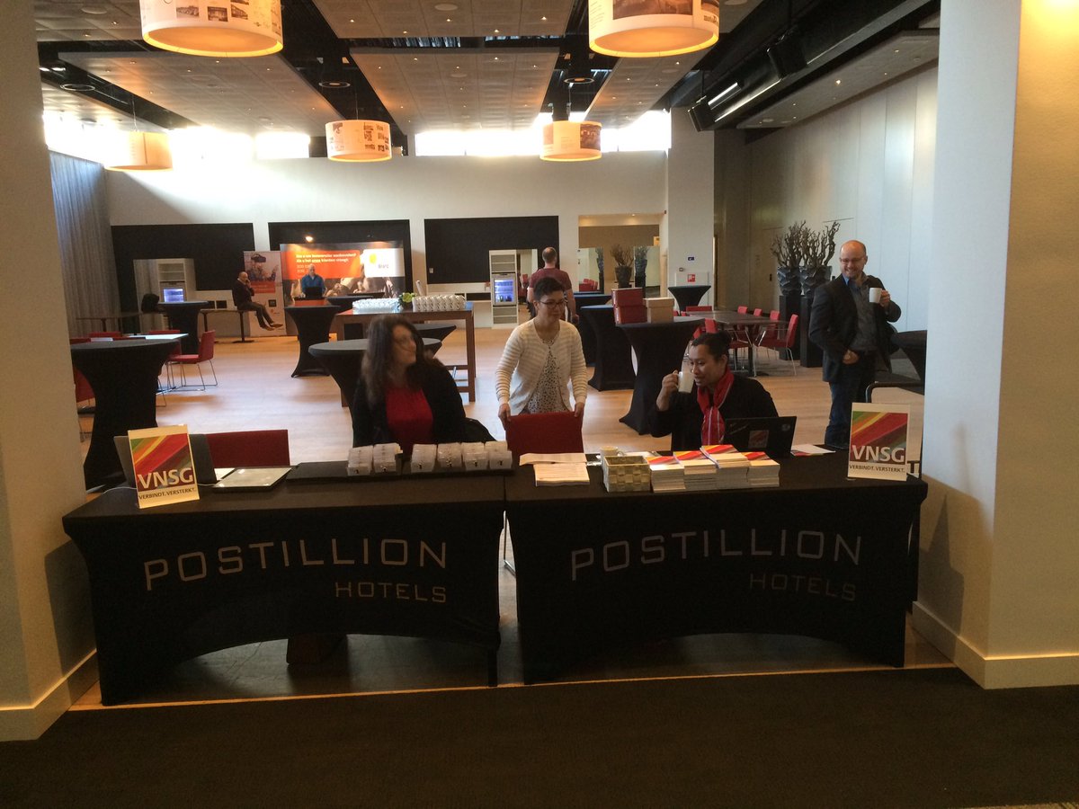 fredverheul's tweet photo. It's early and still quiet at the @VNSG registration desk for #DevDag17 https://t.co/fWxsRj0FNH