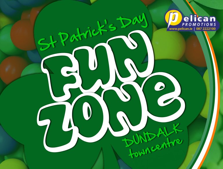 Pre-Purchase €6 wristbands in #Dundalk Tourist Office today for <a href="/Pelican_promo/">Pelican Promotions</a> FunZone 2-6pm <a href="/stpatricksdaydd/">St. Patrick's Day</a> at Market Sq #TEAMDundalk