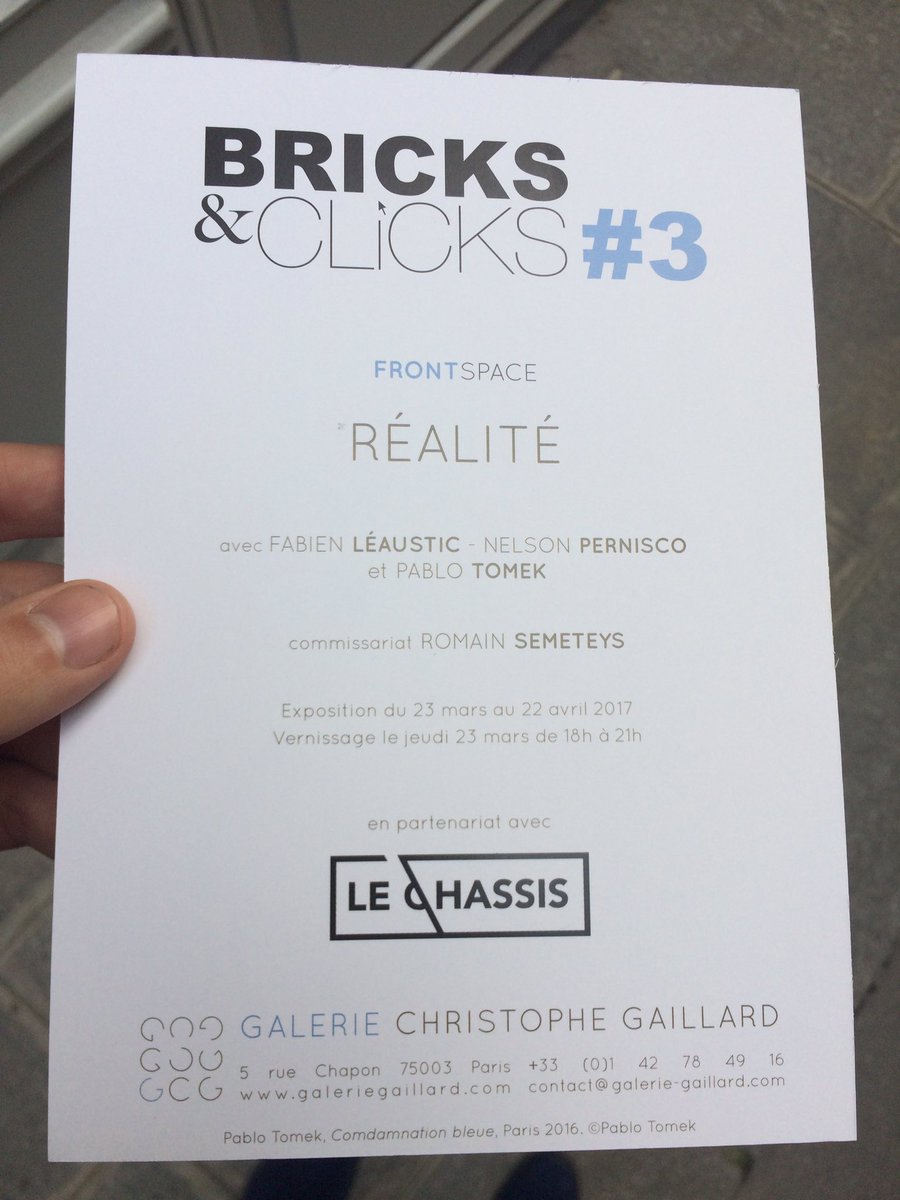 romainsemeteys's tweet photo. Opening of "Réalité" @galeriegaillard on march 23 🔜can't wait #réalité #lechassis https://t.co/sTYCzDXYsi