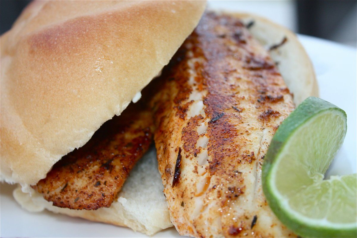 Blackened Tilapia Sandwich with Cilantro Lime Mayonnaise from <a href="/aggieskitchen/">Aggie's Kitchen</a>  buff.ly/2nu2HLg