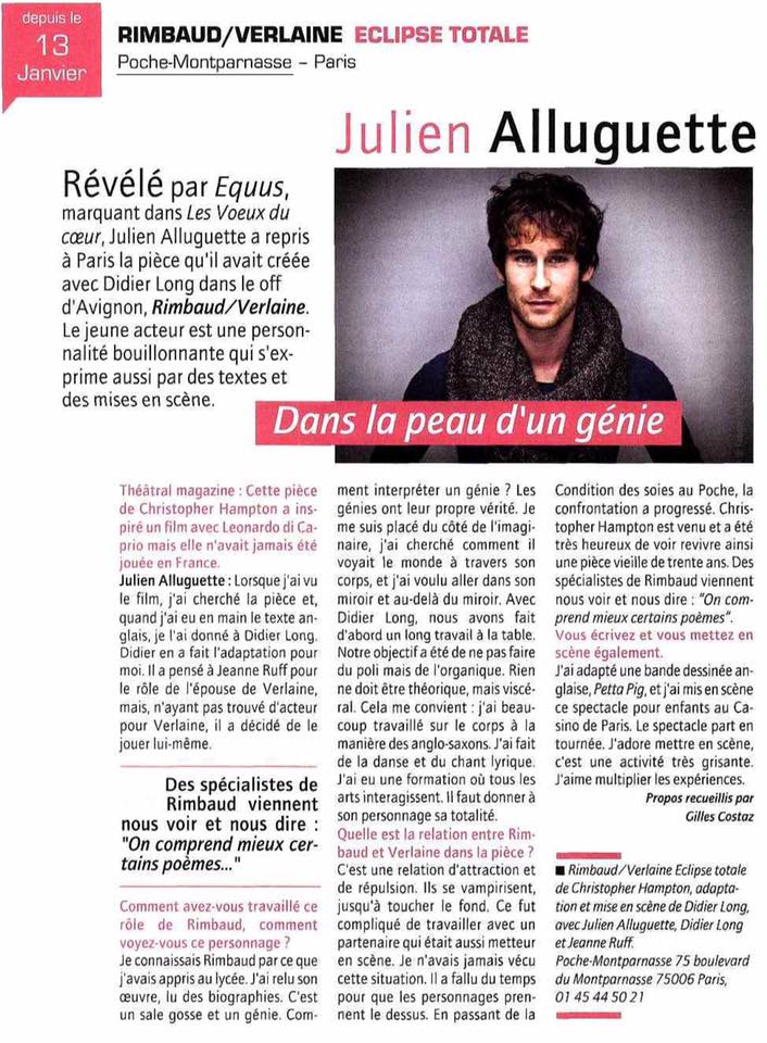 FOCUS sur <a href="/j_alluguette/">Julien Alluguette</a> dans le @theatralmag de ce mois-ci #olé #theatre #PocheM #Rimbaud #Verlaine Info et résa >> urlz.fr/4wX6