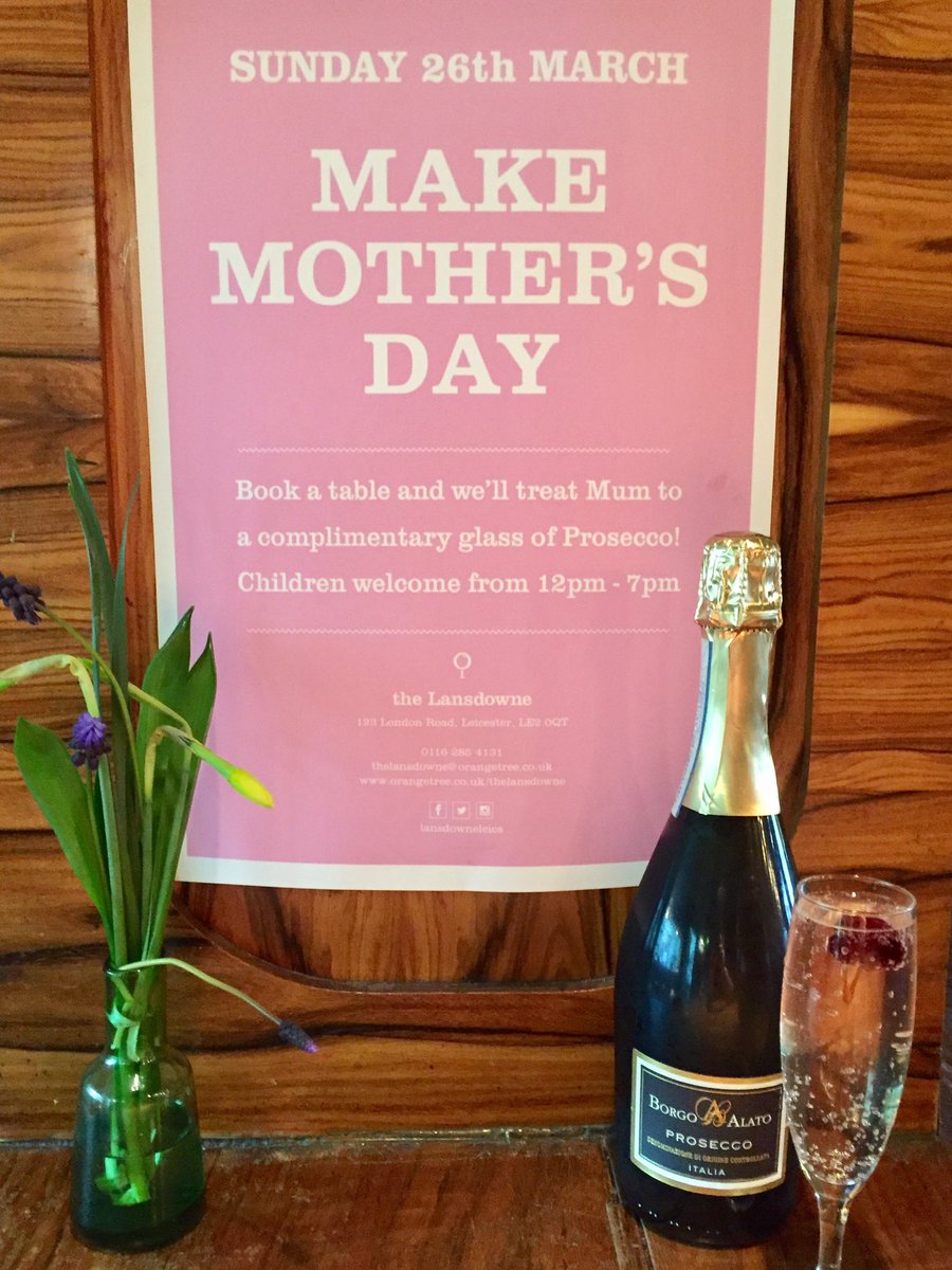 lansdowneleics's tweet image. Book a table with us for Mother&apos;s Day and we&apos;ll treat Mum to a glass free of Prosecco 0116 2854131 #MothersDay #bookatable