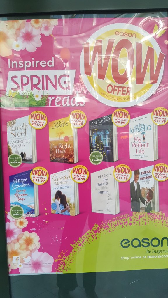 YvonneCassidyNY's tweet photo. In good company @easons with @RyanTubridyShow, @john_boyne and other leading #irishwriters ! #StPatricksDayreads #amwriting https://t.co/Zlsq6cXhly