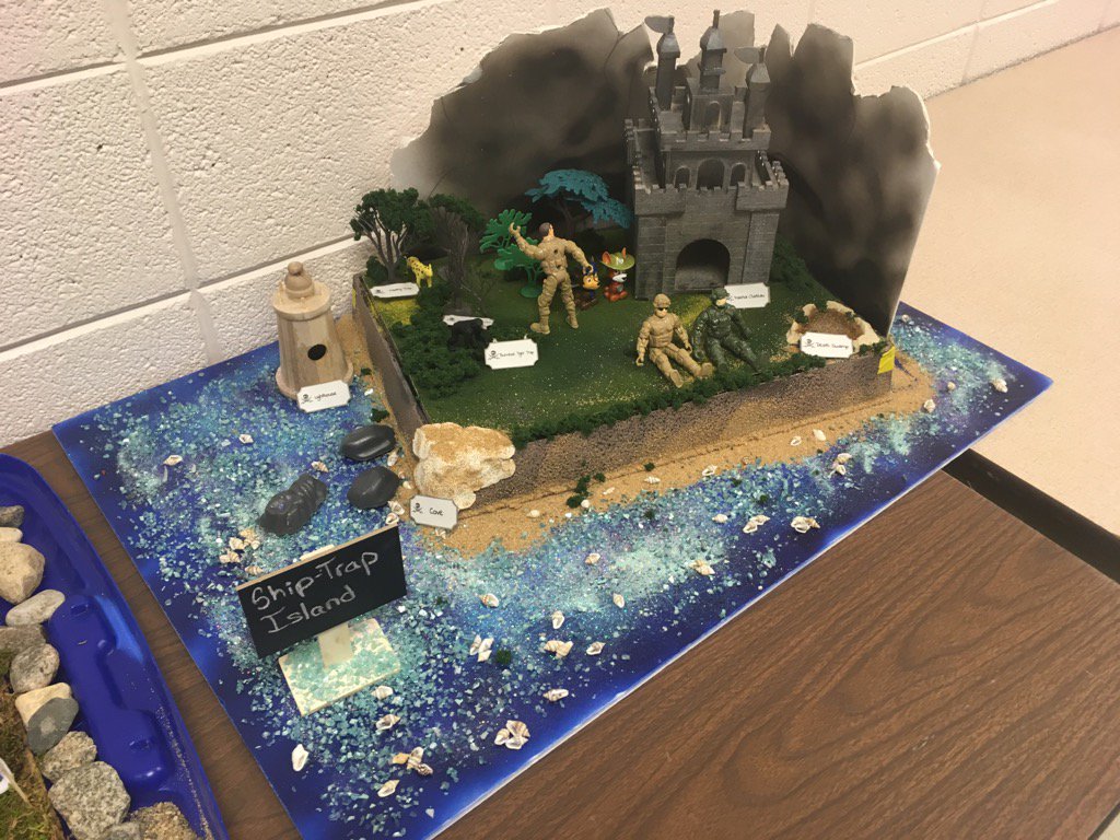 DavidMHanson's tweet image. English9 project to go with "Ship Trap Island" story. Gives kids a different way to shine!