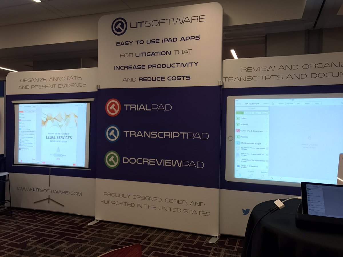 LitSoftware's tweet photo. #ABATECHSHOW exhibit hall about to open! Come visit us at booth 415-417! #TrialPad #TranscriptPad #DocReviewPad https://t.co/WpIdiRtj4x