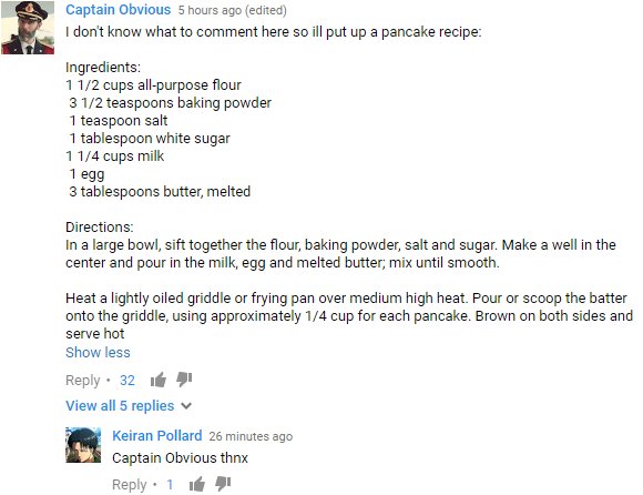 I don't know what to comment here so ill put up a pancake recipe: