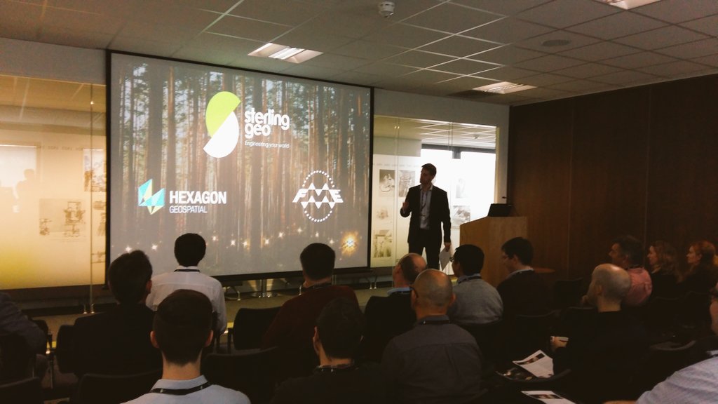 SterlingSam14's tweet photo. @philcooper76 kicking off @SterlingGeo #FMEWT2017 event in milton Keynes @LeicaGeoUK hexagon house! https://t.co/x87yeg376N