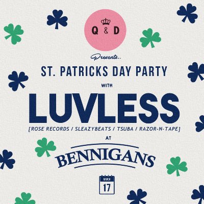 .<a href="/TheQandD/">The Queen & Disco</a> discohttps://www.skiddle.com/whats-on/Derry/Bennigans-Bar/QD-Presents-St-Patricks-Day-Party-with-Luvless/12923195/