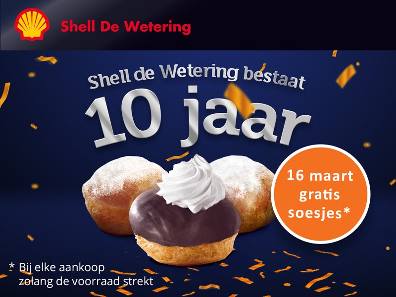 ShellDeWetering's tweet image. Shell De Wetering trakteert vandaag op soesjes! Kom langs en ontvang bij elke aankoop een heerlijk soesje! #jarig #10jaar