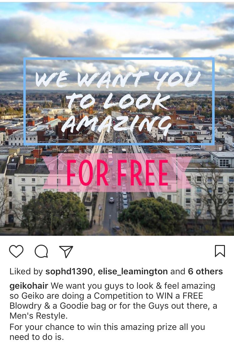 GIVEAWAY TIME...you could win a Blowdry &amp; goodie bag?? Or a Men's restyle?
Go to our Instagram account <a href="/geikohair/">Geiko Hair</a> to see how #wdyt #loveleam