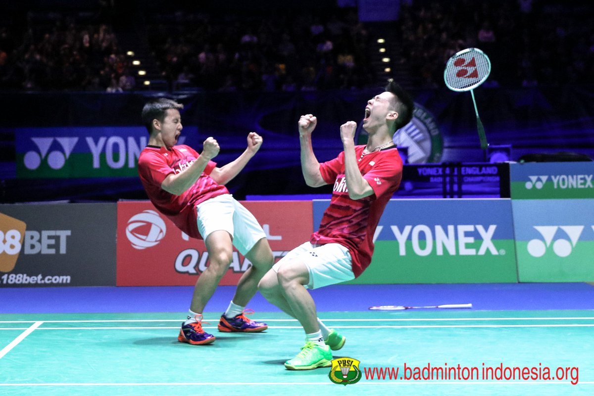 INABadminton's tweet photo. Usai juara di #AllEngland, Marcus/Kevin resmi tempati peringkat 1 dunia menggeser Goh/Tan asal Malaysia. Selamat! https://t.co/yEskQEop9O