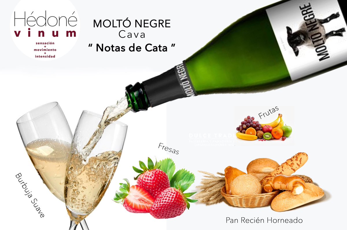 #NotasDeCata
#MoltóNegreCavaBrut... Burbuja fina e integrada, acidez mediterránea del Penedés, notas de panadería recién horneada y frutas
