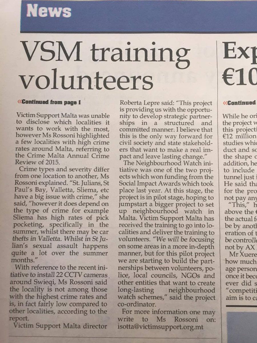 VictimSupportMT's tweet photo. Today, #TheMaltaIndependent is speaking about our new project Watch Out funded by the #SocialImpactAwards. https://t.co/SFst3hBwoU