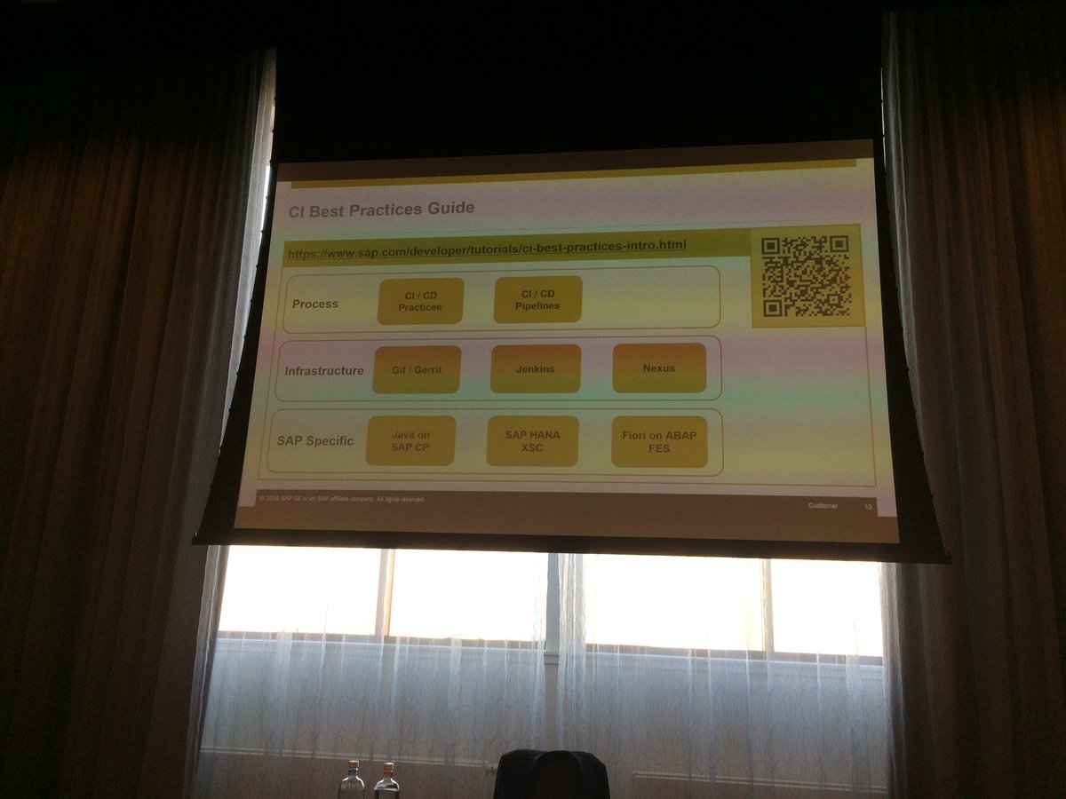 fredverheul's tweet photo. Most important url wrt #ci at @SAP : https://t.co/vTq8dU5UdO #devdag2017 https://t.co/V2iLWcraS9
