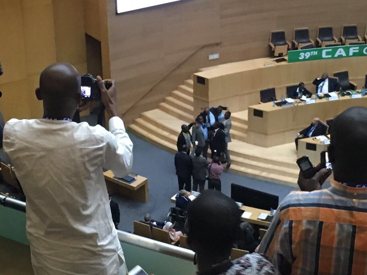 GoldenEaglesZim's tweet image. Reports coming in that Ahmad Ahmad is the new #CAF president after toppling Hayatou in Addis Ababa! #CAFelections 34-20 votes